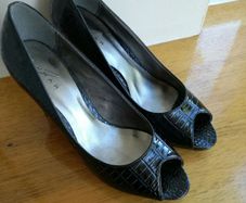 Black Lunar Peep Toe Shoes. Size 7 / 41
