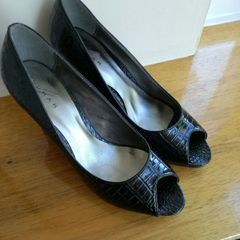 Black Lunar Peep Toe Shoes. Size 7 / 41