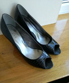 Black Lunar Peep Toe Shoes. Size 7 / 41