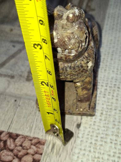 Old Hand-Carved Soapstone Chinese Guardian Lion, Foo Dog or Shishi. It features traditional undercutting techniques, Expertly carved with a movable ball in its mouth Postage Available or Collection