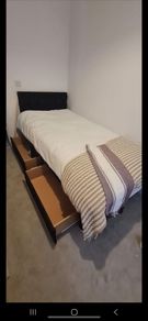 single bed black velvet with drawers