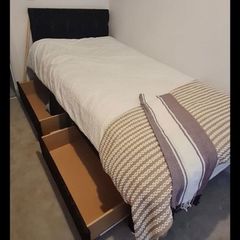 single bed black velvet with drawers