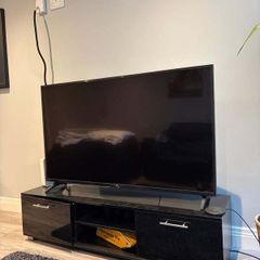 Modern Black High-Gloss TV Stand / Media Console with Storage