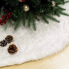 Christmas Tree Skirt 90cm White Faux Fur Tree Mat Tree Base Cover Christmas Decoration Ornaments Xmas Party Decor MULTIPLE STYLES (FREE POSTAGE)
