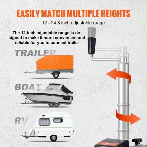 Electric Trailer Dolly, 2268 kg Towing Capacity, 350W 12V Trailer Jockey Wheel with 6.7 m/min Moving Speed, 30.5 cm-62.9 cm Adjustable