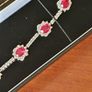 Stg silver bracelet, ruby and diamond colour gemstones Image 7