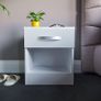High Gloss 1 Drawer Bedside Cabinet, White, 47 x 40 x 36 cm Image 2