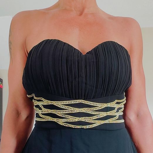 Brand new Black Formal Evening Gown with gold details, size M