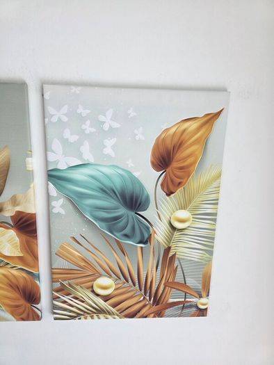 3 framed printed canvas 35x55cm