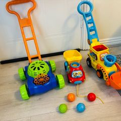 Vtech diggers and Smyths bubbles lawn mower