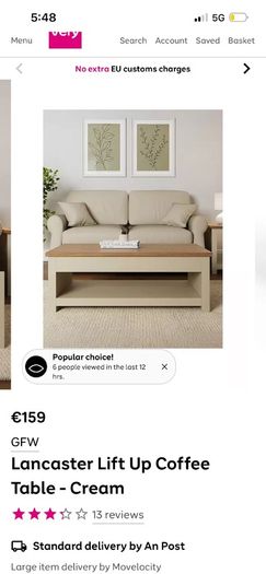 Lift up coffee table with hidden storage