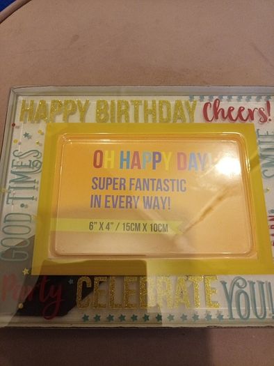 Happy Birthday glass photo block