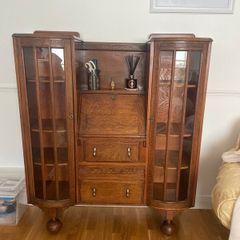 Oak bureau bookcase cabinet