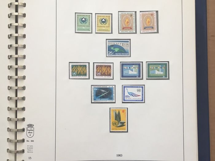 1951-1980s United Nations Stamp Collection Mint Never Hinged (MNH) in Lindner Pages housed in album (60 images showing contents)