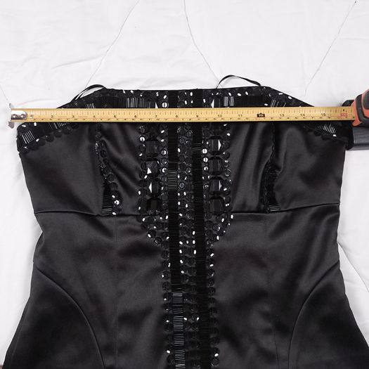 Next Black Satin Beaded Sequin Embellished Strapless Bustier Corset Top 12UK/40EU