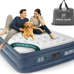 King Size Air Bed with Built-in Electric Pump - Self-Inflating Mattress for 2 Adults - Waterproof & Increased for Camping, Guests, Indoor Outdoor Us