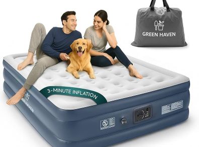 King Size Air Bed with Built-in Electric Pump - Self-Inflating Mattress for 2 Adults - Waterproof & Increased for Camping, Guests, Indoor Outdoor Us