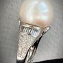 Sterling silver 925 Edison Pearl and Natural Cambodian Zircon Ring in Rhodium Overlay Image 6