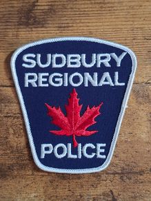 Vintage Sudbury Regional Police Canada Shoulder Badge, obsolete - free standard postage