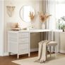 Computer Desk with Drawers, 120cm Office Desk with Storage, White Reversible Study Desk with Headphone Hook, Work Desk for Home Office, PC Desk for Gamers, Workers and Students Image 3