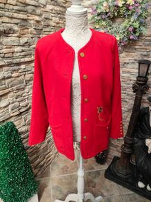 Vintage Klein petite Paris Red wool blazer size 36 Small Postage included