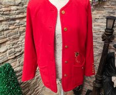 Vintage Klein petite Paris Red wool blazer size 36 Small Postage included