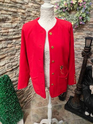 Vintage Klein petite Paris Red wool blazer size 36 Small Postage included