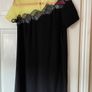 Sandro Black and Yellow Mini Dress with Lace - Size 8 Image 2