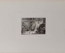 The Village Forge Etching 1864 Robert Brandard