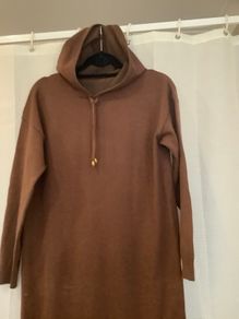 Brown Hoodie knitted Tunic Dress