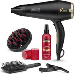TRESemme Keratin Smooth Volume Shine Hair Dryer & Diffuser Gift Set - 2200W Powerful Blow Dryer, Heat Protection, Paddle Brush, Accessories, Black