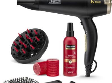 TRESemme Keratin Smooth Volume Shine Hair Dryer & Diffuser Gift Set - 2200W Powerful Blow Dryer, Heat Protection, Paddle Brush, Accessories, Black