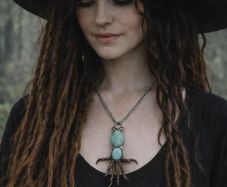 Sorceress Sorcerer Raven Claws Soldered with Two High Flash Amazonite Gemstone Pendant Talisman Witchy Spiritual