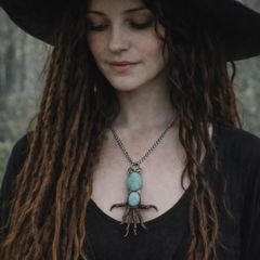 Sorceress Sorcerer Raven Claws Soldered with Two High Flash Amazonite Gemstone Pendant Talisman Witchy Spiritual