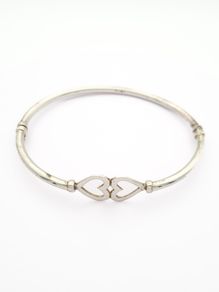 Vintage Sterling Silver Hearts Bangle