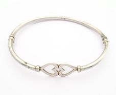 Vintage Sterling Silver Hearts Bangle