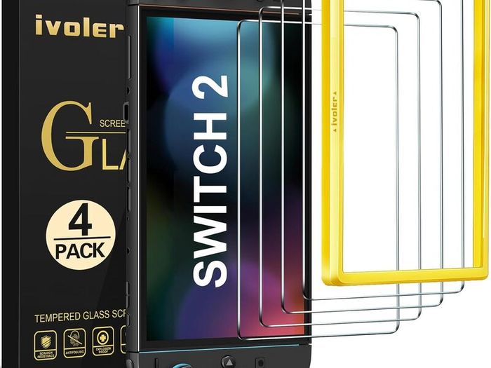[4-Pack for Switch 2 Screen Protector with Alignment Frame Tool, 30-second installation- Bubble-Free Application - 9H Hardness -Tempered Glass Protection Film for Nintendo Switch 2 Model 2025