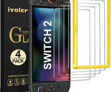 [4-Pack for Switch 2 Screen Protector with Alignment Frame Tool, 30-second installation- Bubble-Free Application - 9H Hardness -Tempered Glass Protection Film for Nintendo Switch 2 Model 2025