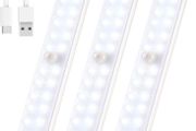 Under Cupboard Lights,Motion Sensor Lights Indoor 28LED Closet Type-C Wireless Kitchen Light Cabinet Under Counter Lighting Rechargeable Battery Powered Bedroom Night Homelife Stick On for Shelf Stair [Energy Class A]