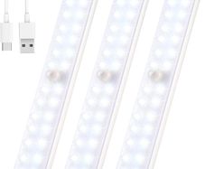 Under Cupboard Lights,Motion Sensor Lights Indoor 28LED Closet Type-C Wireless Kitchen Light Cabinet Under Counter Lighting Rechargeable Battery Powered Bedroom Night Homelife Stick On for Shelf Stair [Energy Class A]