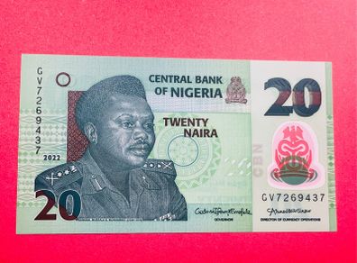 Nigeria  20   Naira 2022   Polymer / Plastic  ( Uncirculated. )
