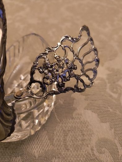 Silver and Cut Glass Swan Trinket Holder