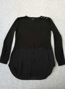 Ladies Black Top With Chiffon Detail