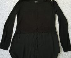 Ladies Black Top With Chiffon Detail