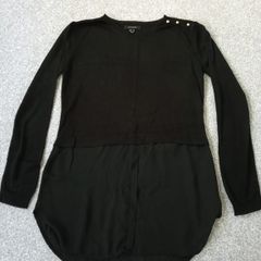 Ladies Black Top With Chiffon Detail