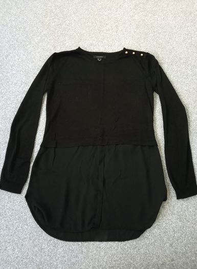 Ladies Black Top With Chiffon Detail