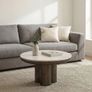Modern Round Coffee Table 60cm White Marble Effect Top with Metal Base Image 3