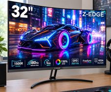 32-Inch QHD Curved Gaming Monitor, 180Hz 1440p, 1ms MPRT, 1500R VA Display, FreeSync, HDMI & DisplayPort, VESA Mountable