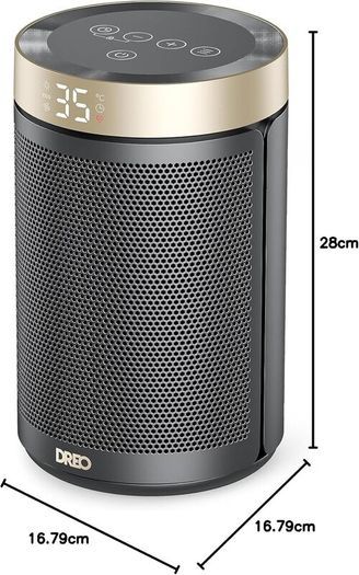 Dreo Electric Heater, 1500W Energy Efficient Space Room Heater, Upgrade Remote Portable Ceramic Fan Heaters, Thermostat, 3 Modes 12H Timer, Overheat & Tip Over Protection, for Bedroom, Atom 316, Gold