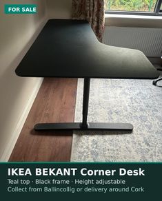 IKEA BEKANT Corner Desk Teal & Black